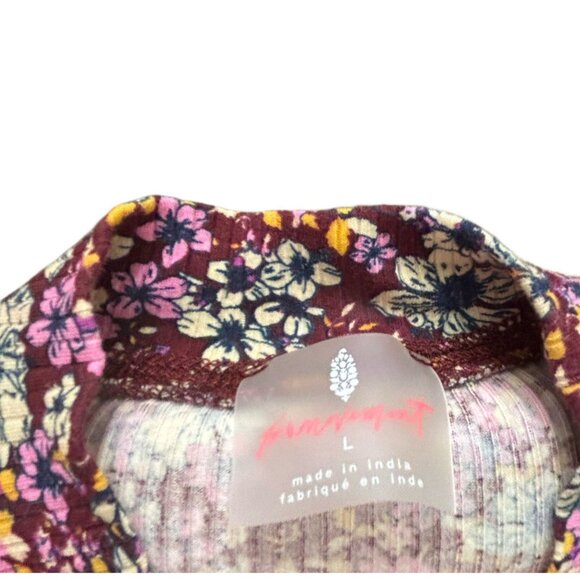 Free People Faded Garden Multicolor Tank Top, Size Large, Bodycon Boho Fitted - Picture 4 of 4